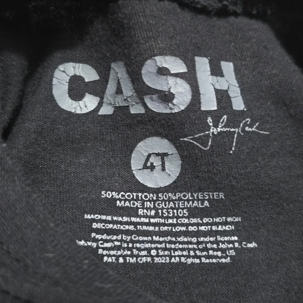 Johnny Cash Kids Man In Black Distressed Graphic T-Shirt Black‎ 4T